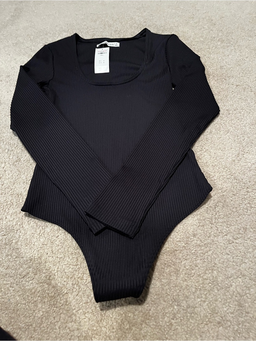 Abercrombie & Fitch Black Ribbed Scoop Neck Bodysuit